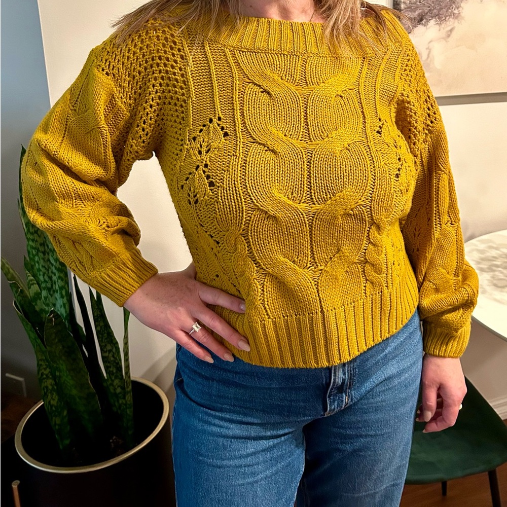 Cloth by rd Mustard Yellow Cable Knit Sweater